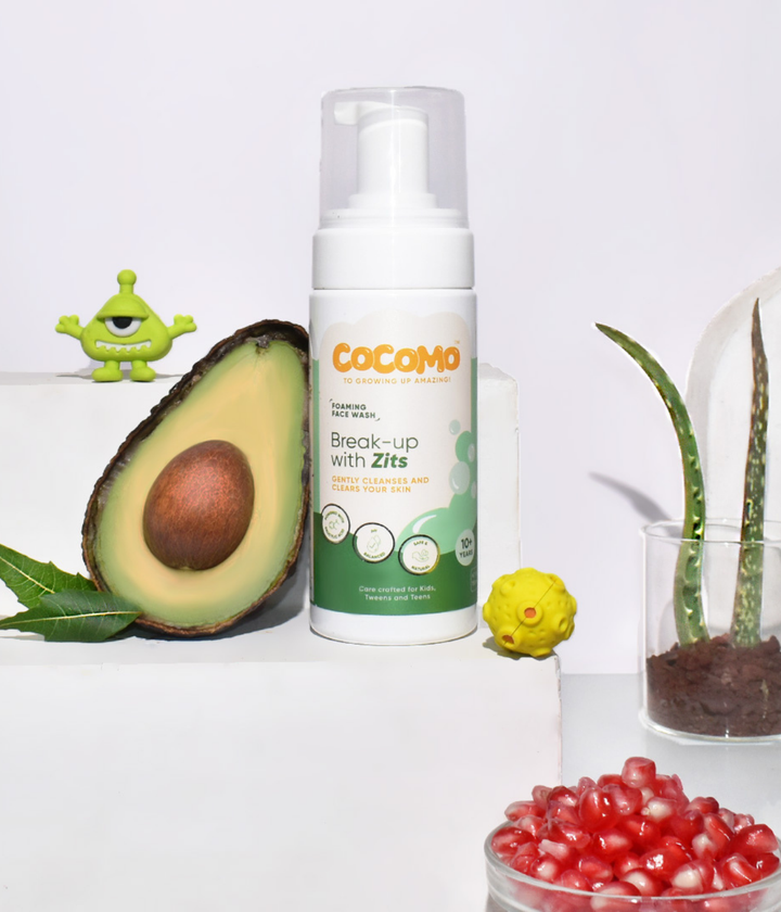 Cocomo natural anti acne foaming face wash for kids, tweens and teens