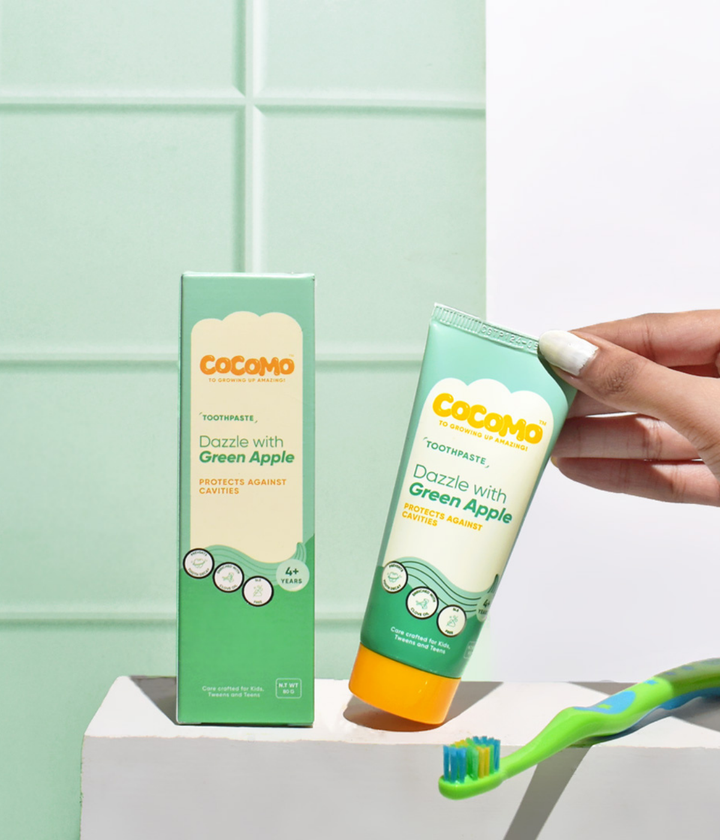 Cocomo natural, chemical-free green apple toothpaste for children and teenagers