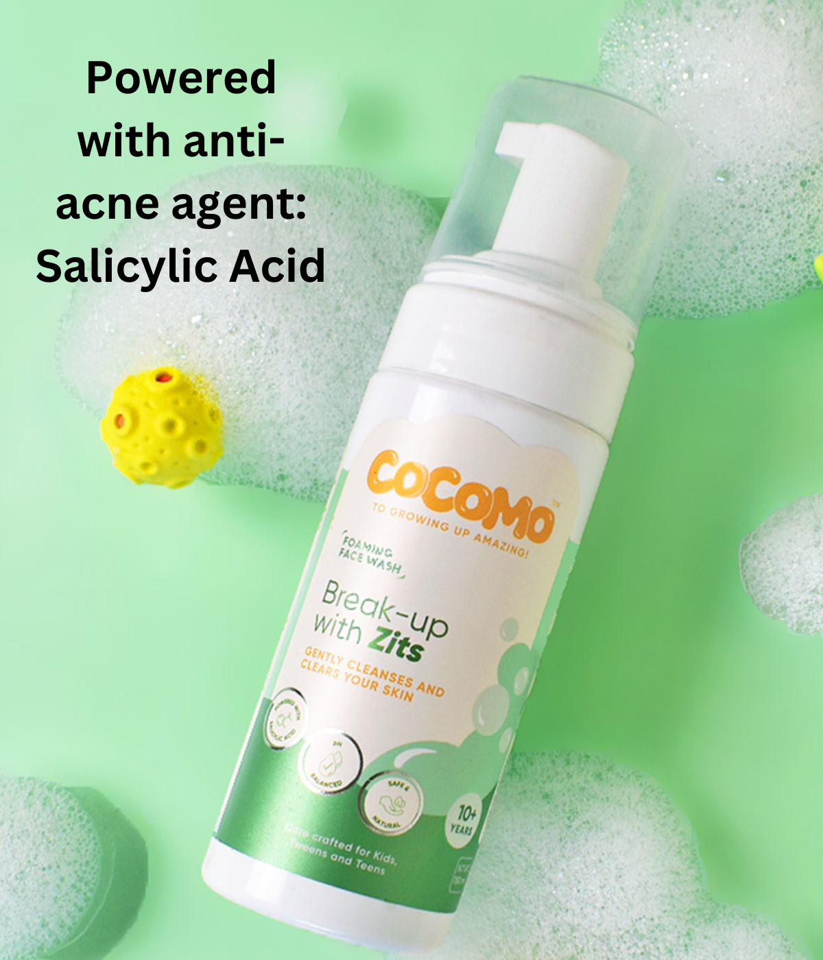 Cocomo natural Break-Up With Zits anti acne foaming face wash for tweens and teens