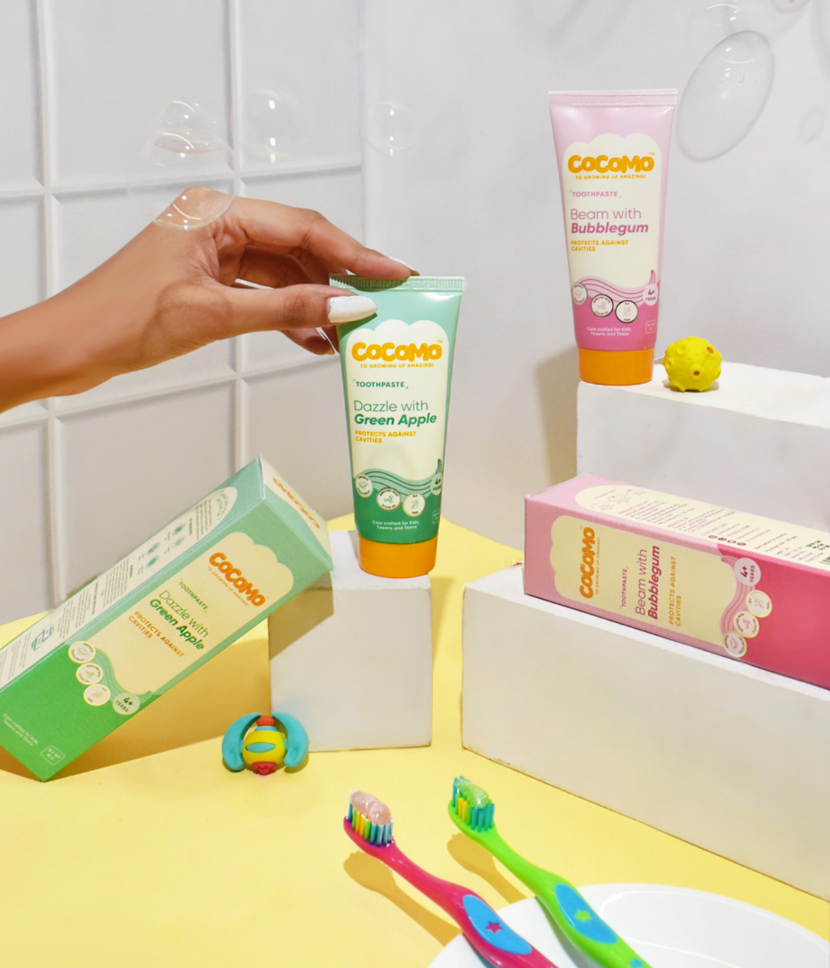 Cocomo natural bubblegum and green apple toothpaste for kids